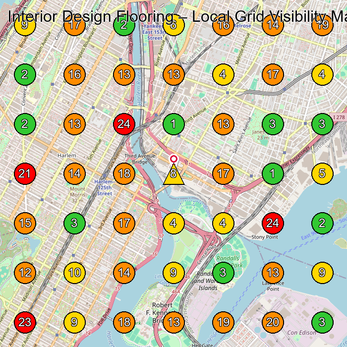 Interior Design Flooring Flooring Contractor GeoGrid ranking map for Bronx NY
